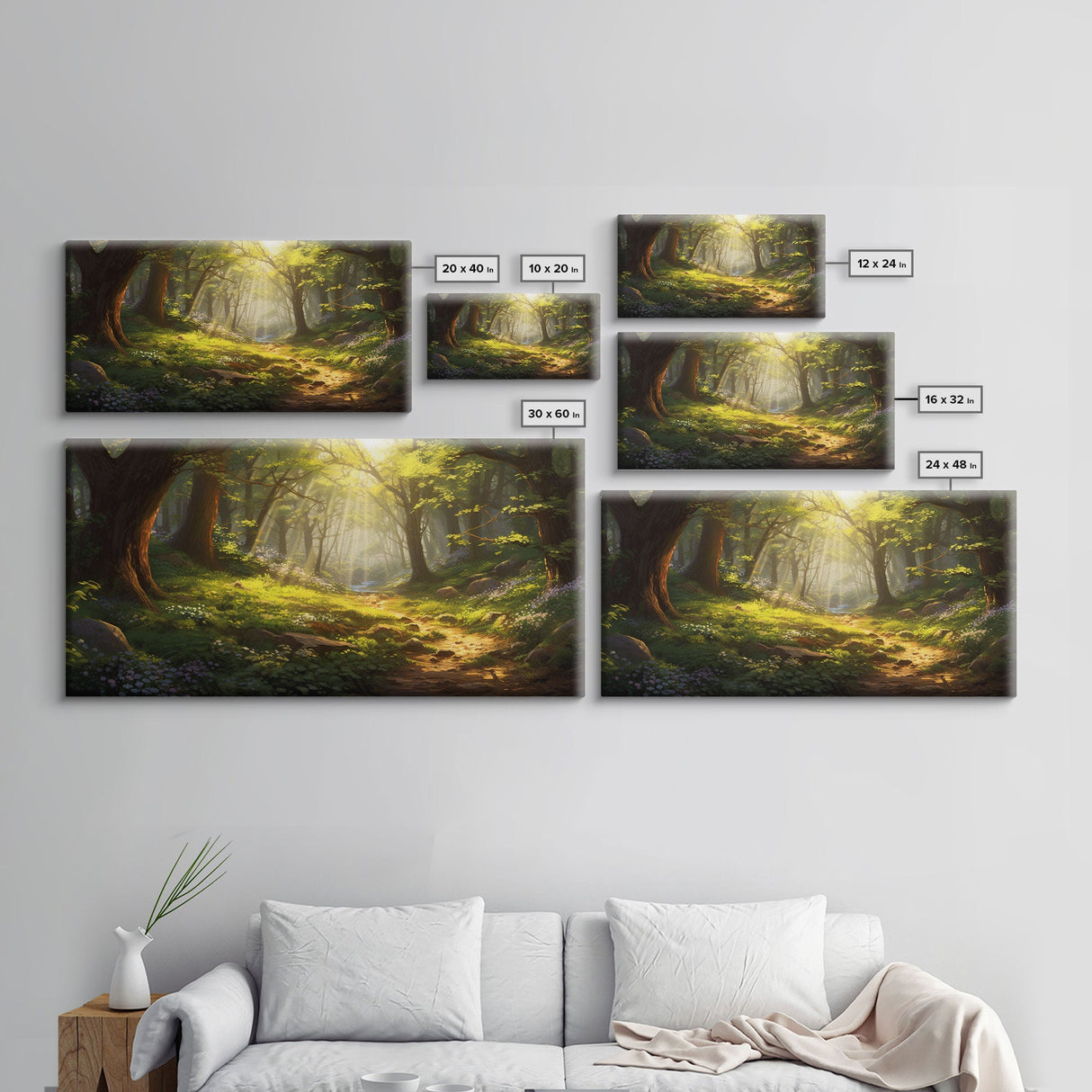 Forest Wall Art, Trees Art Print, Enchanted Forest, Panoramic Art, Wall Art, Canvas Art, Landscape Art Print, Game Room Décor, Cozy Gift