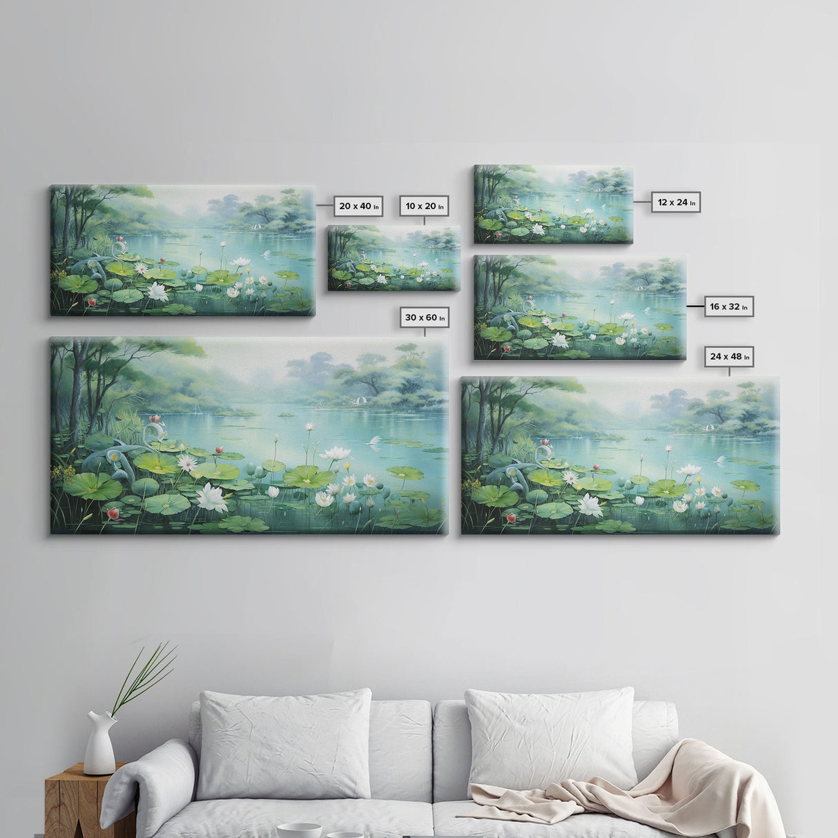 Lake Wall Art, Water Lily Wall Print, Fantasy Art, Panoramic Art, Wall Art, Canvas Art, Landscape Art, Wall Hanging, Client Gift, Ranch Art