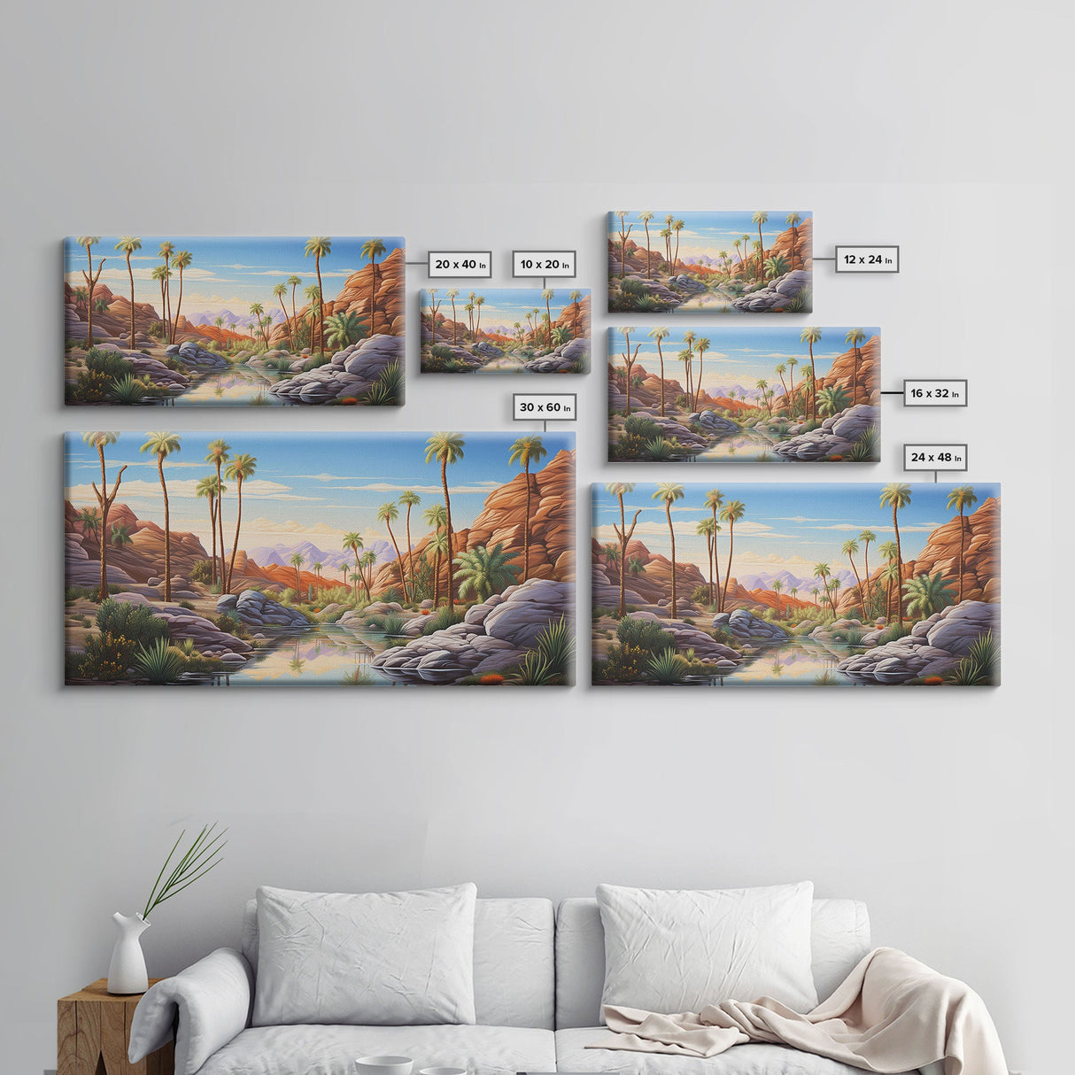 Palm Tree Wall Art, Desert Landscape, Desert Wall Art, Panoramic Art, Wall Art, Canvas Art, Landscape Art, Nature Wall Art,Housewarming Gift