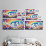 Rainbow Wall Decor, Spring Meadow Print, Wildflower Meadow, Panoramic Art, Wall Art, Canvas Art, Landscape Art, Nursery Wall Art, Kids Art