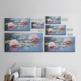 Water Lily Wall Art, Pink Flower Art, Panoramic Art, Wall Art, Canvas Art, Landscape Art, Wall Art Prints, Thank You Gift, Bedroom Prints