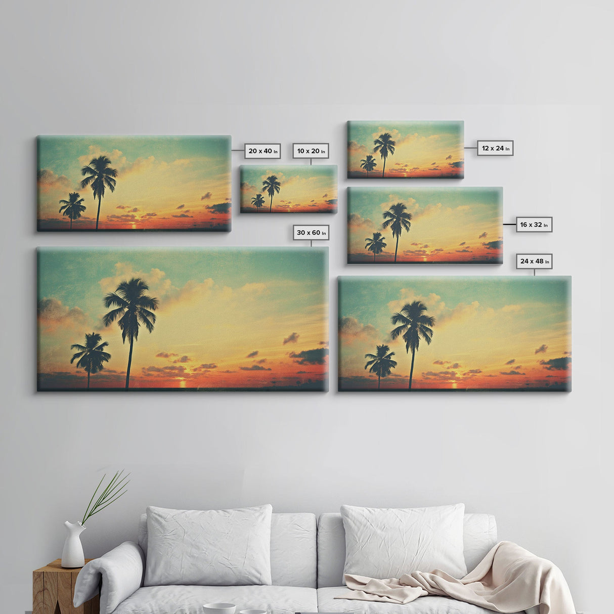 Distressed Old Photo Of Miami Beaches In the 1980s - Framed Canvas Print - Photography Print - Vaporwave Aesthetic Wall Art