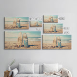 Abandoned Surfboards On Miami Beaches In the 1980s - Framed Canvas Print - Photography Print - Vaporwave Aesthetic Wall Art