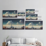 View From Above The Clouds, Cyberpunk City, Futuristic Abstract, ready to hang canvas print wall art, framed canvas wall art