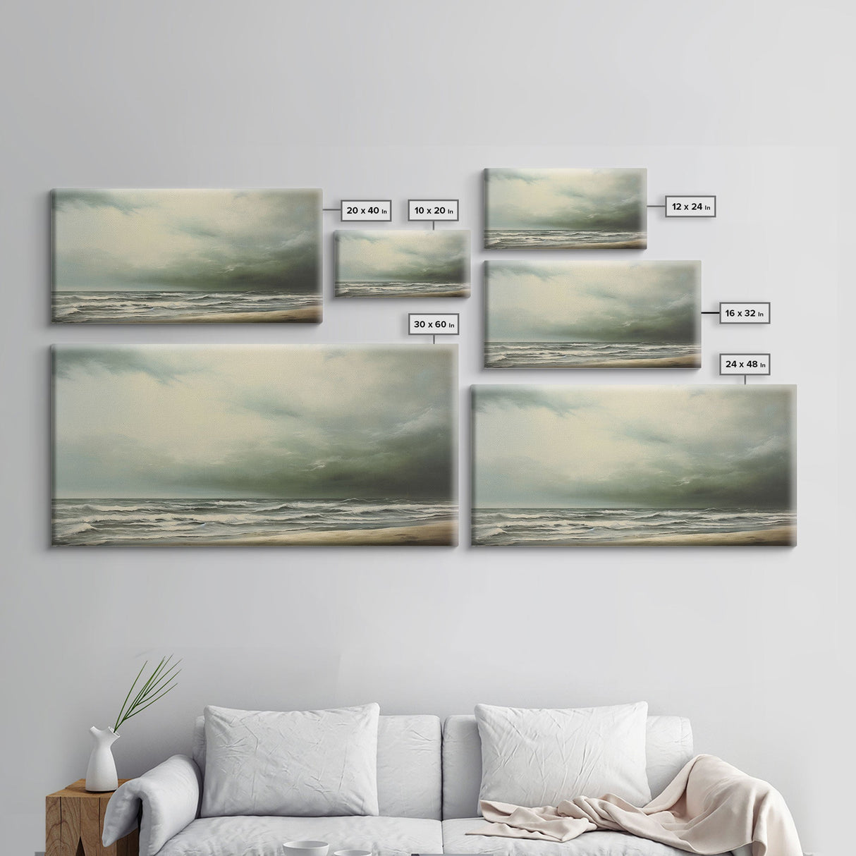 Beach Wall Art, Framed Canvas Print, Newport Beach Art, Beach House Decor, Drab and Moody / Subdued Wall Art, A Stormy Day