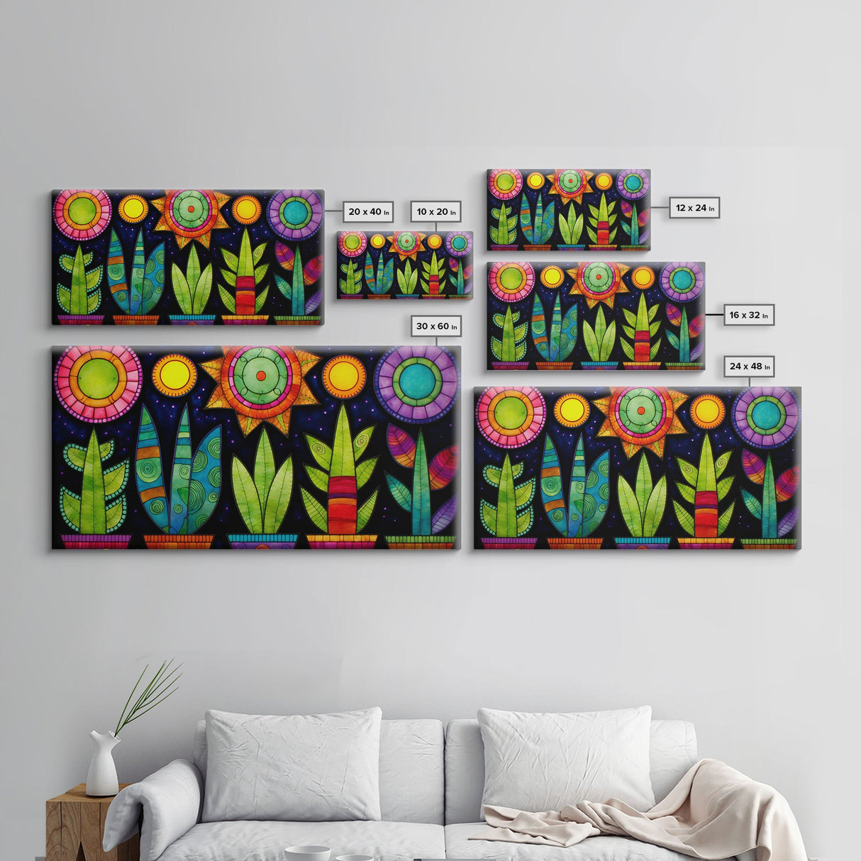 Boho Style Minimalist Arizona Art, Framed Canvas Print, Retro Abstract Succulent Art, Southwest Decor