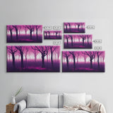 Purple Haunted Forest, Surreal Abstract Trippy Psychedelic Art, Ready To Hang Canvas Print, Framed Wall Art