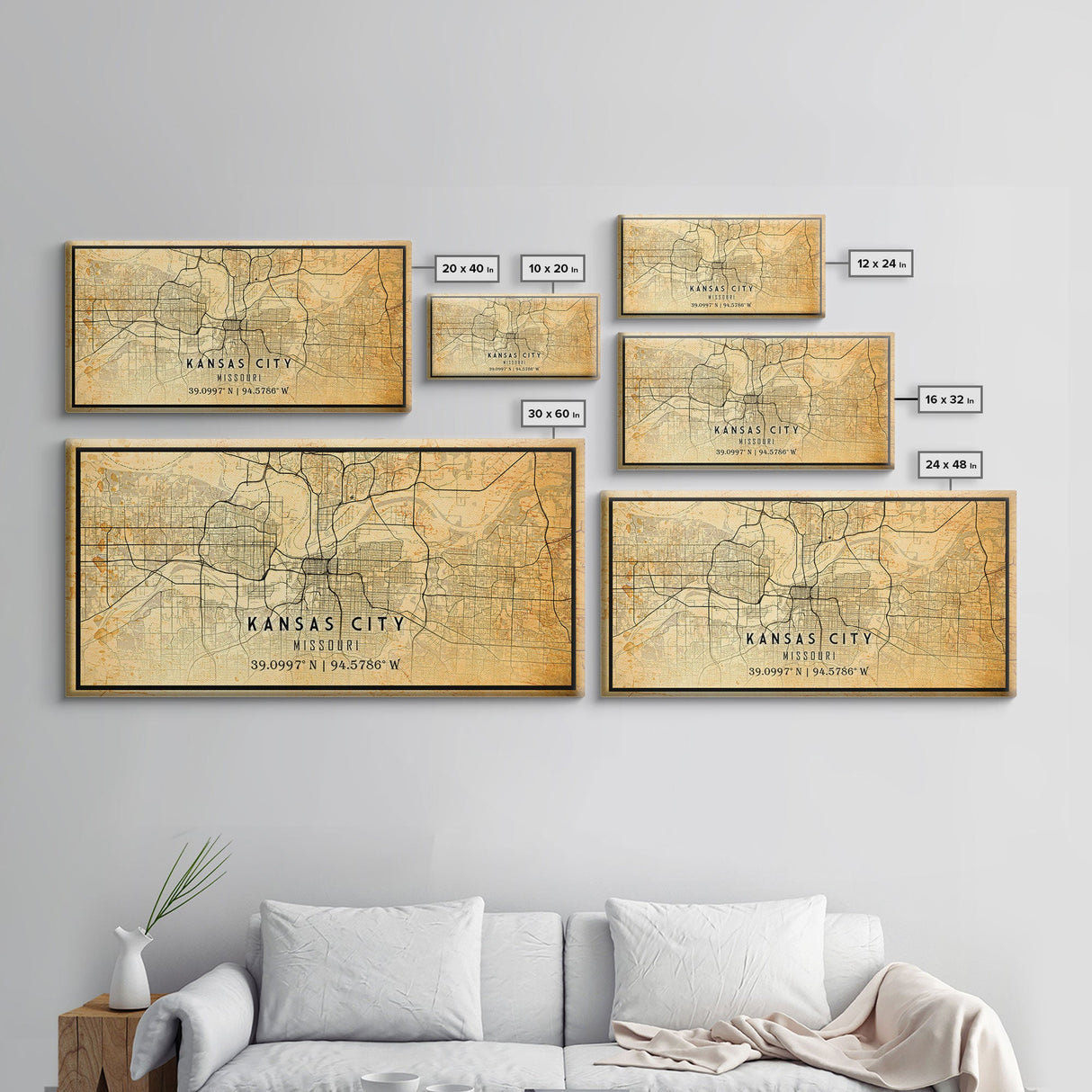 Kansas City Panoramic Map Print, Kansas Gifts, Map of Kansas City, Kansas City Missouri, Map Wall Art, Cool Office Wall Art For Him