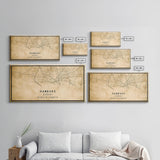 Panoramic Old Hamburg Germany City Map Wall Art Canvas Print, Vintage Style Hamburg Map, Framed Wall Art, Cool Hamburg Wall Art, Office Art