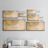 Barcelona Spain map print poster or framed canvas, Barcelona map print poster canvas, Spain city map print poster canvas, Vintage Travel Art