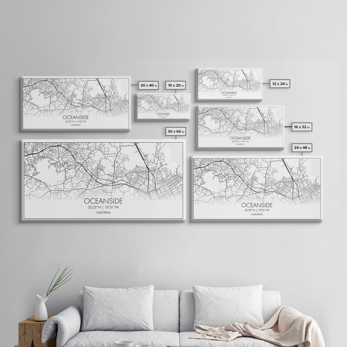 Oceanside City Map, California Art, Map Print, Minimalist Wall Art, Wall Art, Canvas Art, Beach House Wall Art, Landscape Wall Art, Prints