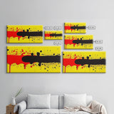 Splatter Graffiti Art - Black, Red & Yellow Painting / Canvas Print - Retro / Midcentury Style Abstract / Impressionist Art - Splatter Art