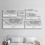 Seoul City Map, South Korea Art, Map Print, Modern Wall Art, Wall Art, Canvas Art, Thank You Gift, College Dorm Décor, Panoramic Art