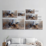 Rodeo Cowboy on Bucking Horse, Farmhouse Style Framed Canvas Print for Bedroom Wall Art, Rustic Home Decor, Western Action Art