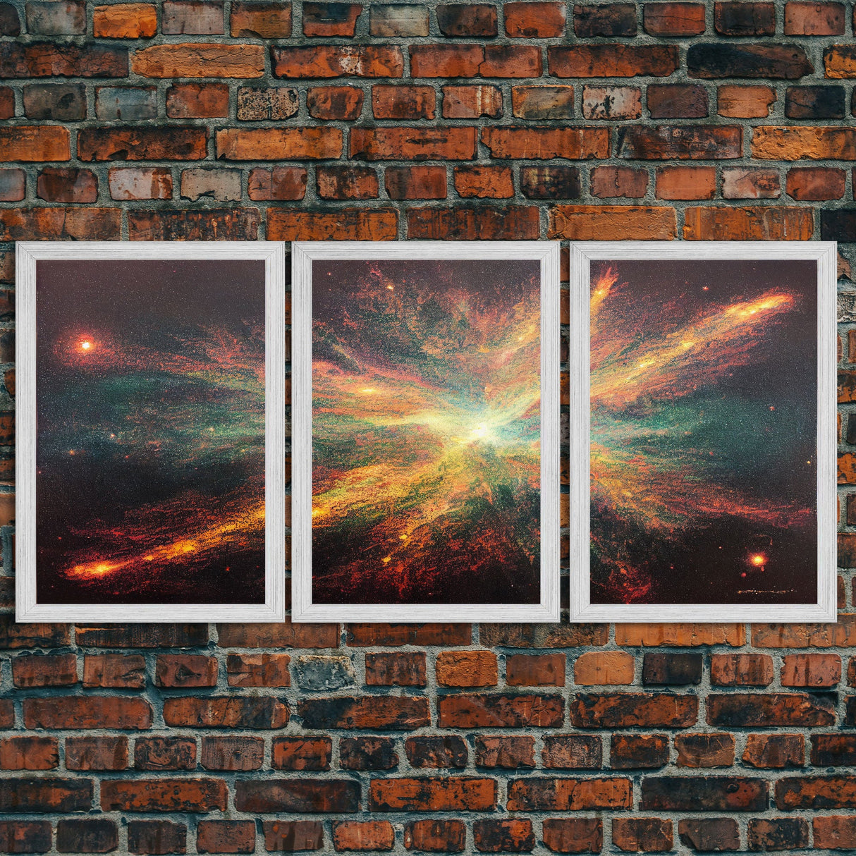 Galaxy Full of Stars, Pixel Space Art, Pixel Art, 3 piece wall art, 3 piece canvas, unique colorful living room wall art