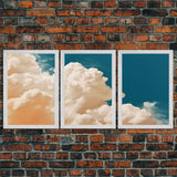 Cloud Wall Art Triptych 3 Piece Set Blue Wall Art Abstract Art Print Minimalist Wall Ar Indigo Art Maximalist Deco Sky Wall Art Sky Print