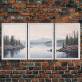 Beautiful Pacific Northwest Landscape, 3 Piece Framed Canvas Print Set, Washington Seattle Landscape Painting, PNW Decor, Oregon Art