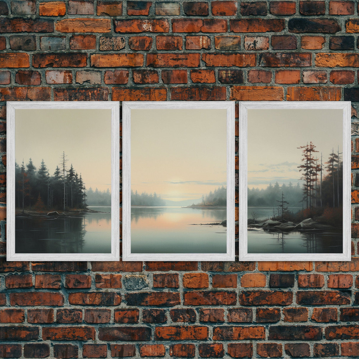 Framed Canvas Wall Art Set of 3 Oil Painting Forest Tree Prints Minimalist Neutral Art Modern Farmhouse Wall Decor, Boho Art