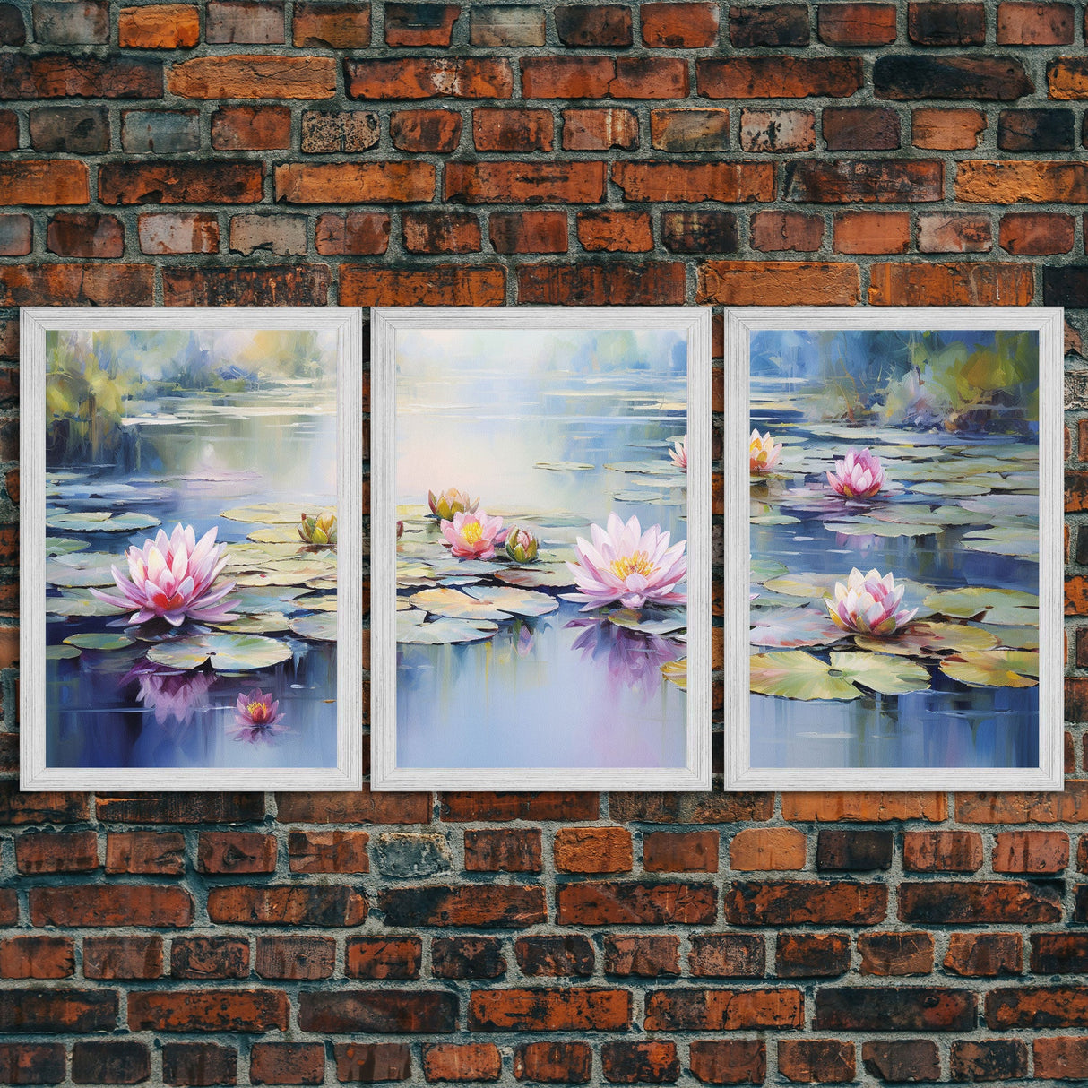 Lake Wall Art, Water Lily Art, Lotus Wall Print, Canvas Print, Wall Art, 3 Piece Wall Art, Home Wall Decor, Country Home Decor, Ranch Decor