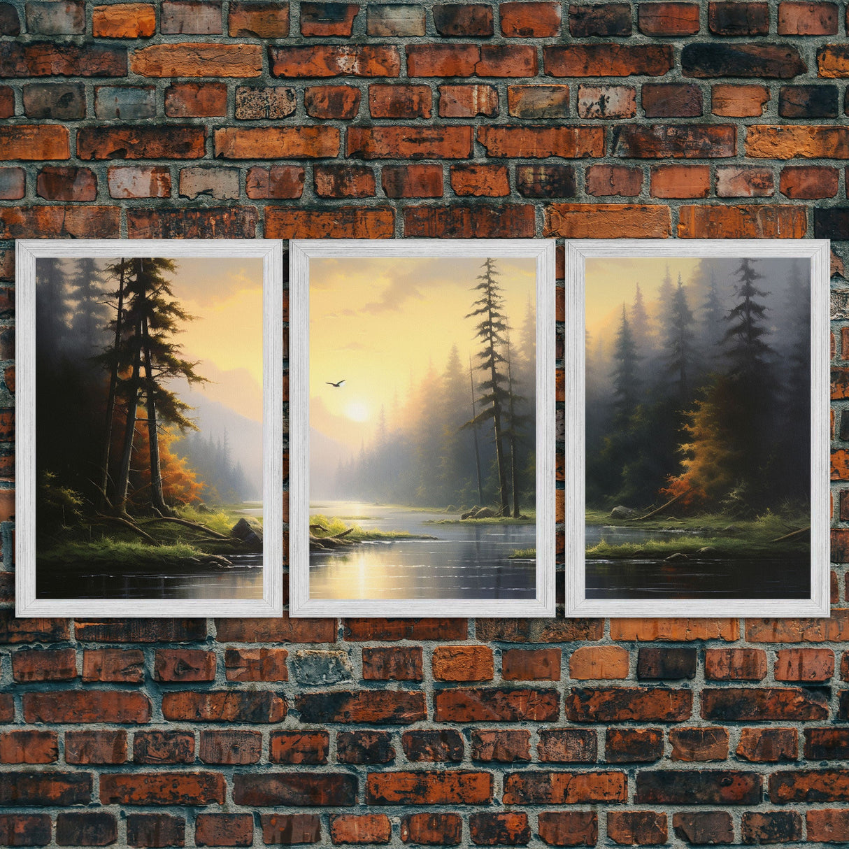 Forest Wall Art, Trees Art Print, Sunset Art, Forest Wall Art, Canvas Print, Wall Art, 3 Piece Wall Art, Dorm Room Art, Ranch House Decor