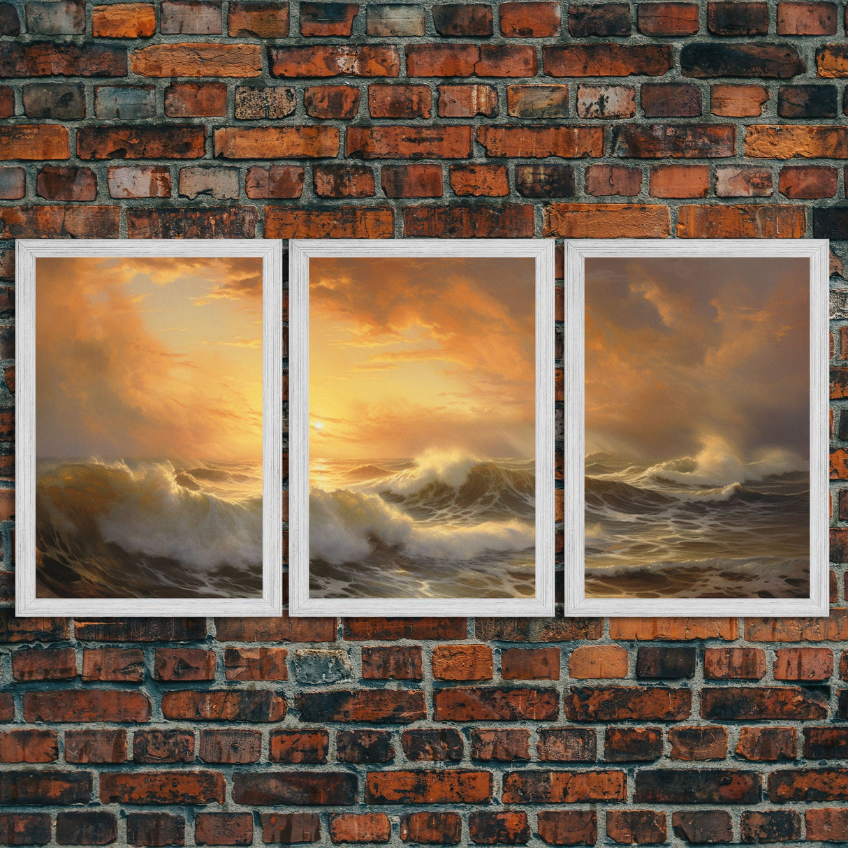 3 Piece Sunrise Ocean Painting On Canvas, Abstract Sea Landscape Painting, Original Textured Wall Art, Coastal Painting, Sunrise Painting