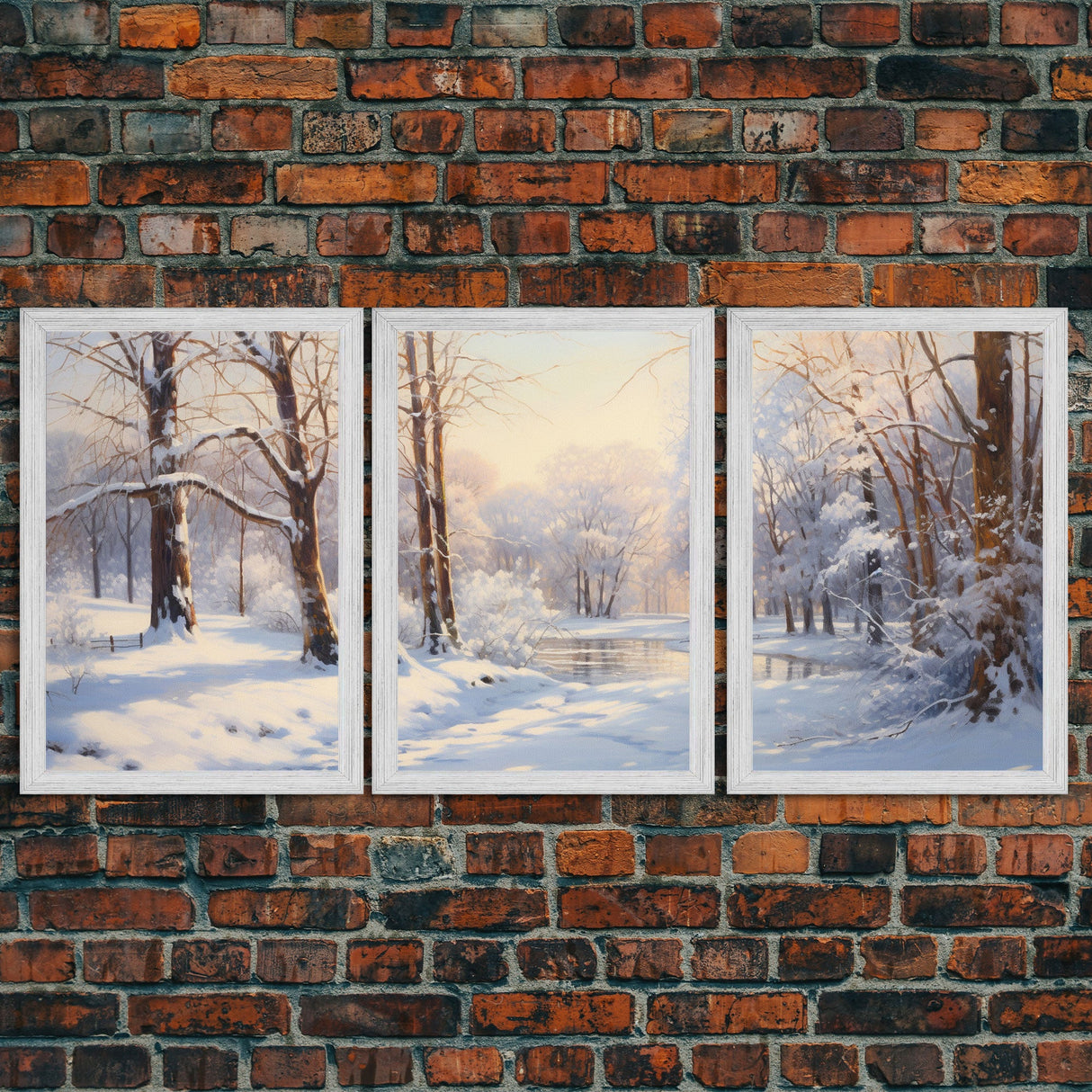 Winter Wall Decor, Winter Forest Print, Canvas Print, Wall Art, 3 Piece Wall Art, Forest Wall Art, Landscape Print, Home Decor Prints