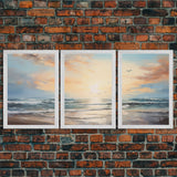 Beach Wall Art, Seascape Print, Sunset Wall Art, Canvas Print, Wall Art, 3 Piece Wall Art, Beach House Wall Decor, Home Office Art, RV Decor