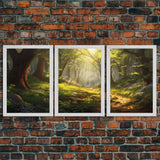 Forest Print, Trees Art, Landscape Wall Art, Canvas Print, Wall Art, 3 Piece Wall Art, Nature Prints, Botanical Wall Art, Family Home Decor