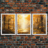 Landscape Wall Art, Fall Wall Art, Forest Print, Trees Art, Canvas Print, Wall Art, 3 Piece Wall Art, Office Wall Decor, Kitchen Wall Art