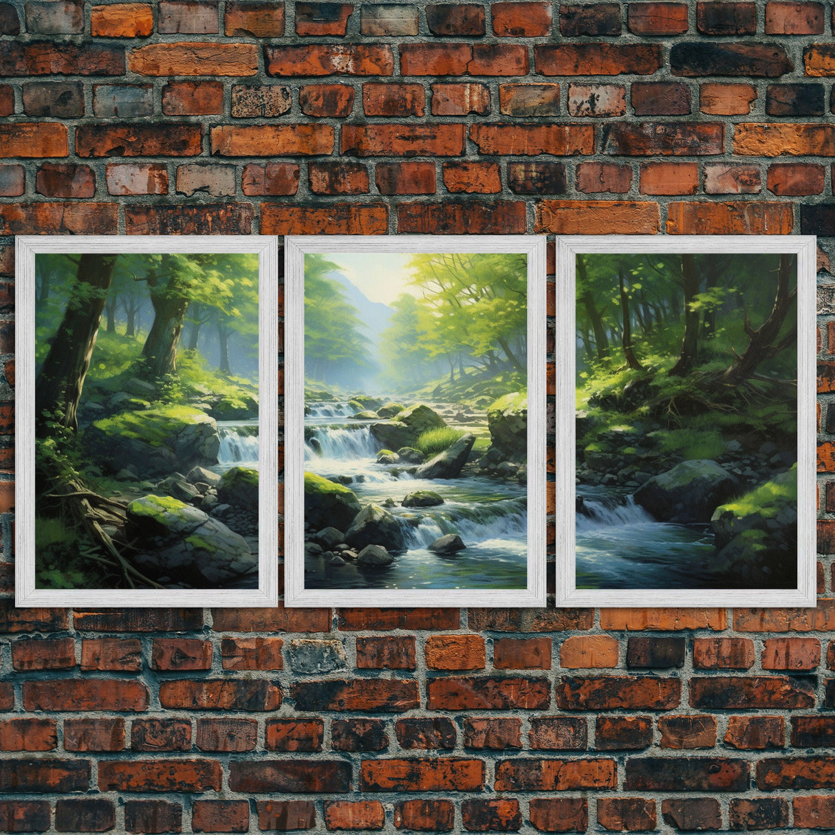 Forest Wall Art, Waterfalls Print, Landscape Print, Canvas Print, Set Of 3 Prints, Wall Art, 3 Piece Wall Art, Home Office Art, Office Decor