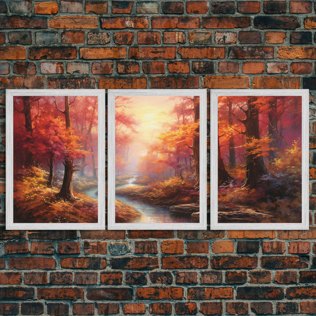 Lake Art, Fall Wall Art, Forest Print, Autumn Art, Canvas Print, Set Of 3 Prints, Wall Art, 3 Piece Wall Art, Ranch Decor, Office Prints