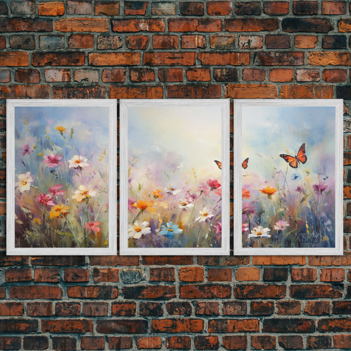 Flower Print, Wildflower Wall Art, Wildflower Meadow, Canvas Print, Set Of 3 Prints, Wall Art, 3 Piece Wall Art, Above Bed Art, Boho Print