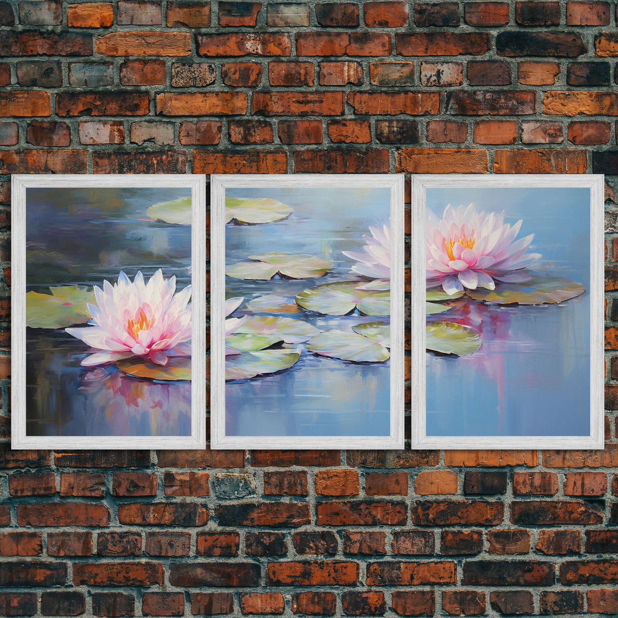 Lotus Wall Art, Floral Art Print, Water Lily Art, Canvas Print, Wall Art, 3 Piece Wall Art, Boho Wall Art, Farmhouse Wall Art, Closing Gift