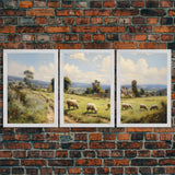 Sheep Wall Art, Countryside Print, Animal Wall Art, Canvas Print, Wall Art, 3 Piece Wall Art, Gifts For Grandma, Farmhouse Wall Decor