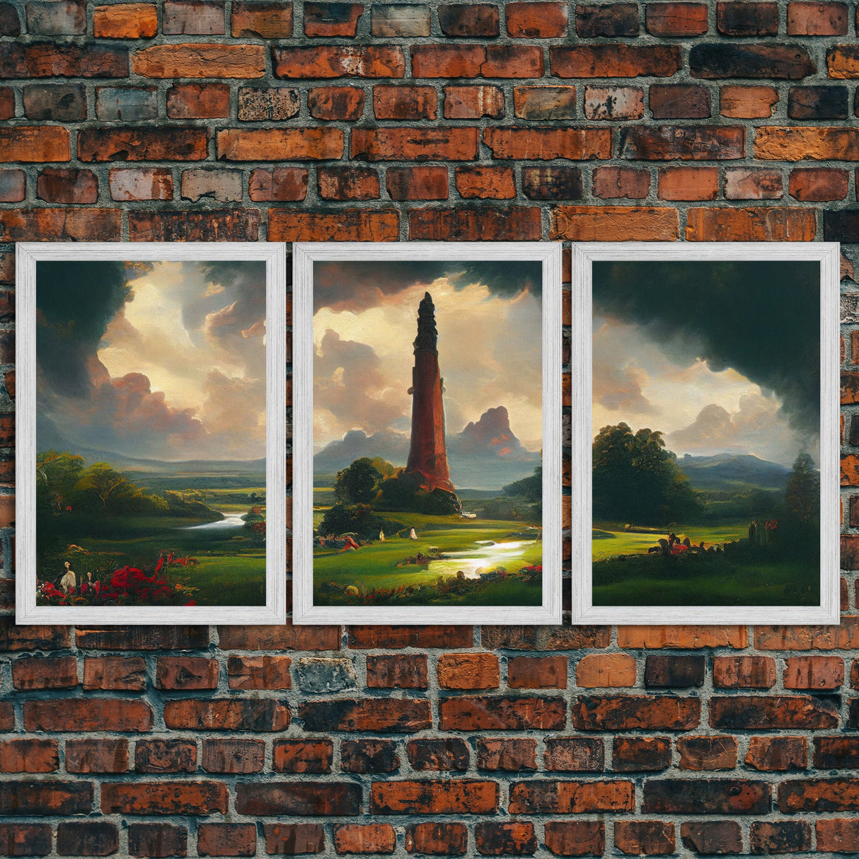 The Dark Tower, 3 Piece Panoramic Art, High Fantasy Concept Art, 3 Piece Wall Art, Ready To Hang Canvas Print