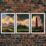 The Dark Tower, 3 Piece Panoramic Art, High Fantasy Concept Art, 3 Piece Wall Art, Ready To Hang Canvas Print