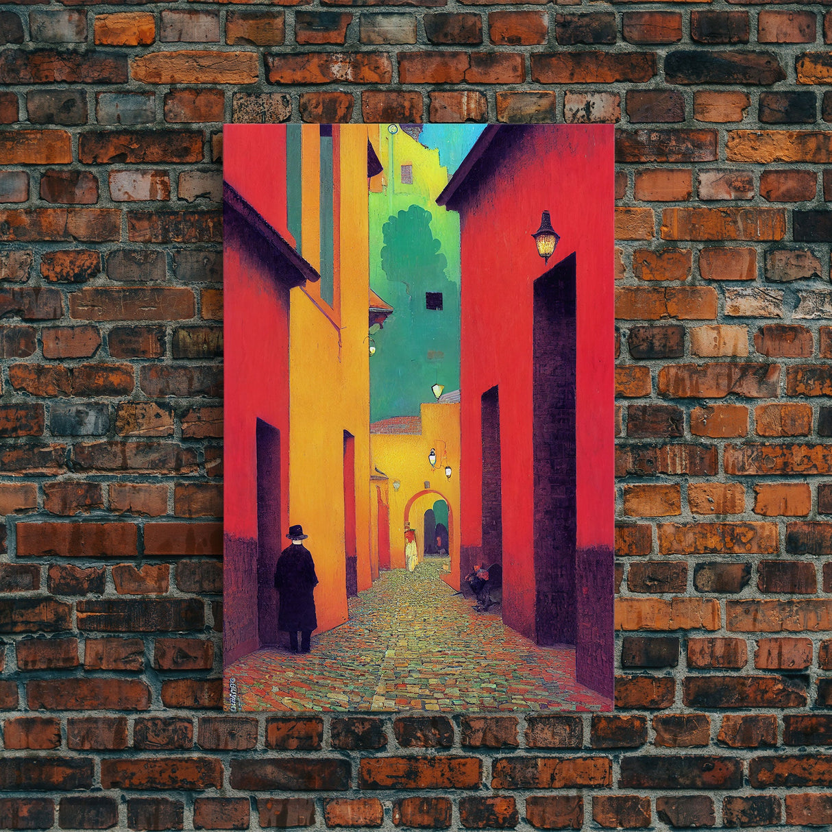 Surrealist Colorful City, Geometric Abstract Art, framed canvas print wall art