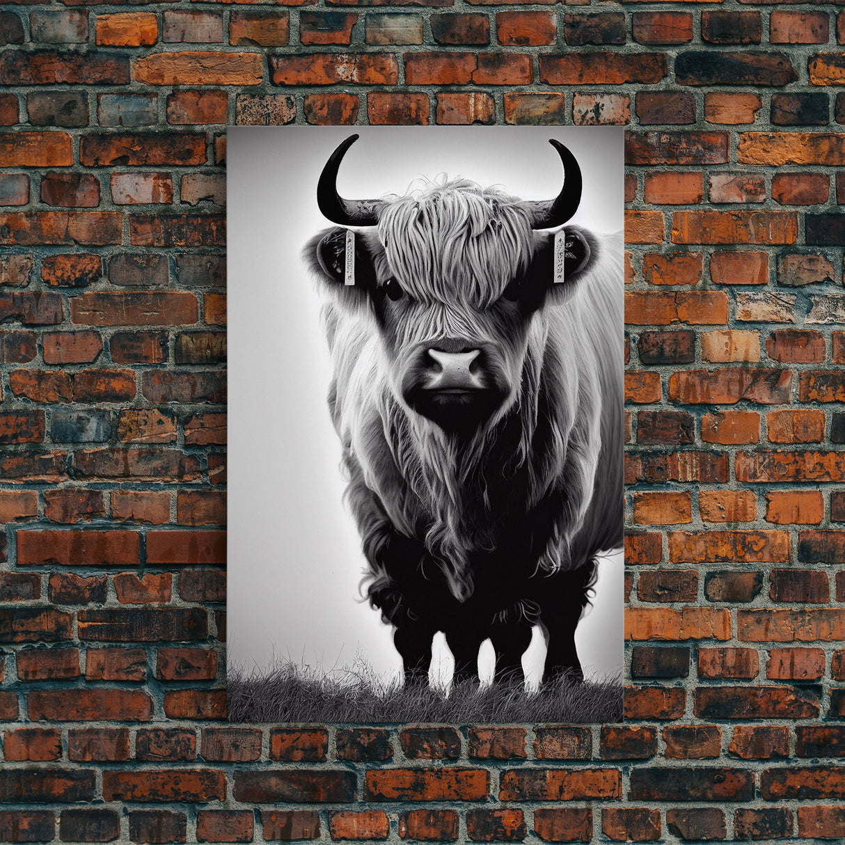 Highland Scottish Cow, Cattle Art, Framed Canvas Print, Farmhouse Decor, Western Cow Decor