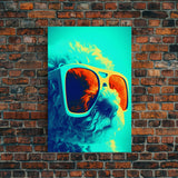 Poodle Abstract Wall Print, Teal Lighting, Dog Print, Dog Portrait, Dog Art Print, Framed Wall Art, Framed Canvas, Wall Print, Wall Canvas