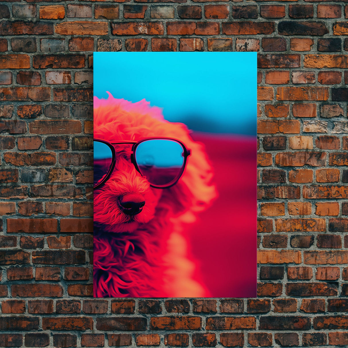 Red Poodle In Sunglasses Wall Print, Abstract Art, Dog Portrait, Dog Art Print, Framed Wall Art, Framed Canvas, Wall Print, Wall Canvas