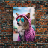 Corgi Pink Hoodie Wall Print, Animal Wall Art, Dog Portrait, Dog Art Print, Framed Wall Art, Framed Canvas, Wall Print, Wall Canvas