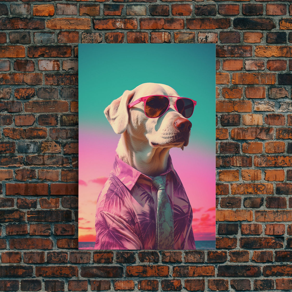 Labrador In Pink Hoodie Sunglasses Wall Print, Beach Art, Dog Print, Dog Portrait, Framed Wall Art, Framed Canvas, Wall Print, Wall Canvas