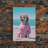 Labrador In Pink Hoodie Sunglasses Wall Print, Beach Art, Dog Print, Dog Portrait, Framed Wall Art, Framed Canvas, Wall Print, Wall Canvas