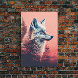 White Wolf Wall Print, Animal Art Print, Animal Portrait, Pink Art, Wildlife Art, Framed Wall Art, Framed Canvas, Wall Print, Wall Canvas