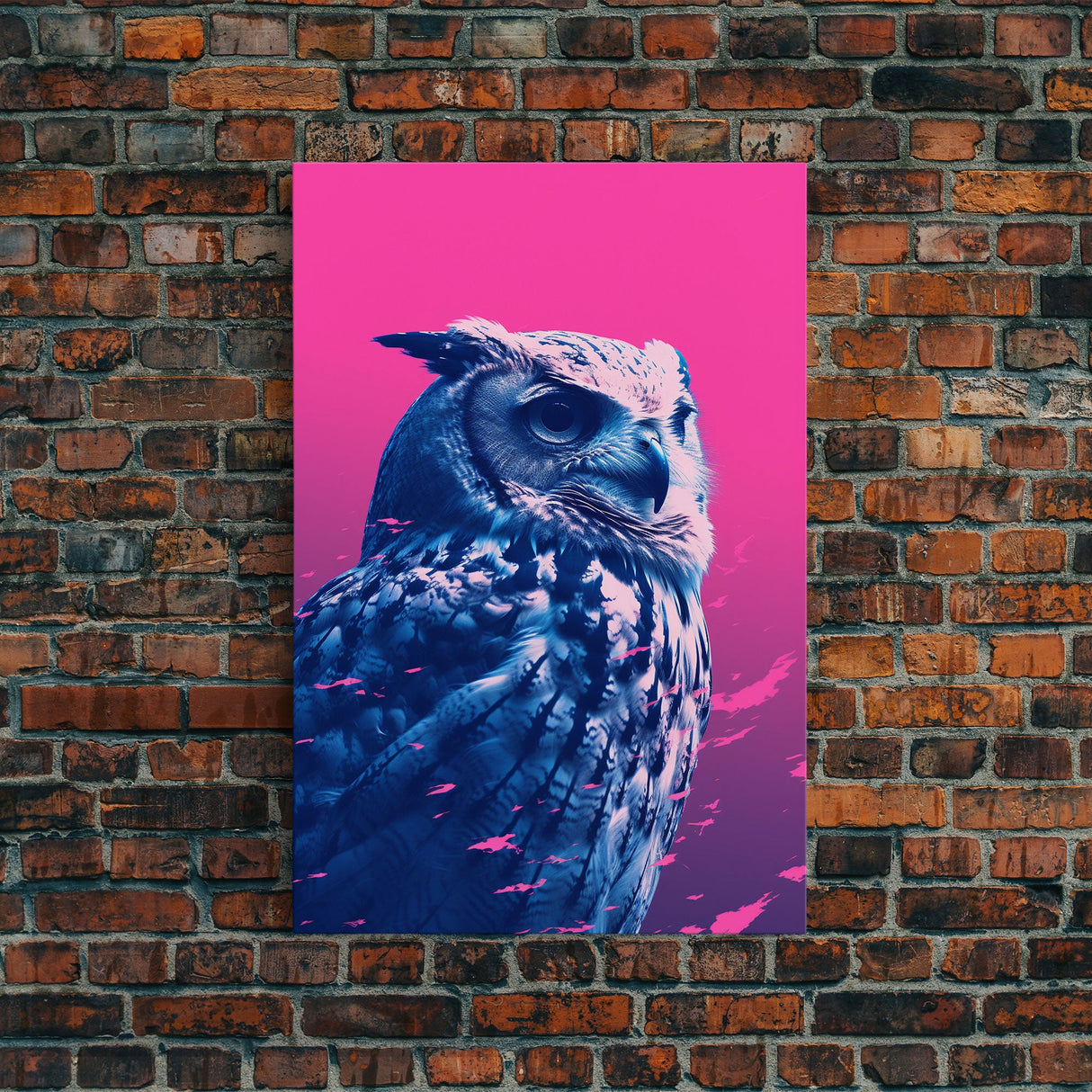 Owl Wall Print, Animal Art Print, Animal Portrait, Pink Art, Wildlife Art, Bird Art, Framed Wall Art, Framed Canvas, Wall Print, Wall Canvas