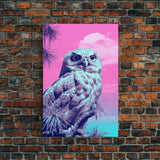 Wildlife Art, White Owl Wall Print, Animal Art Print, Pink Art, Bird Wall Art, Framed Wall Art, Framed Canvas, Wall Print, Wall Canvas