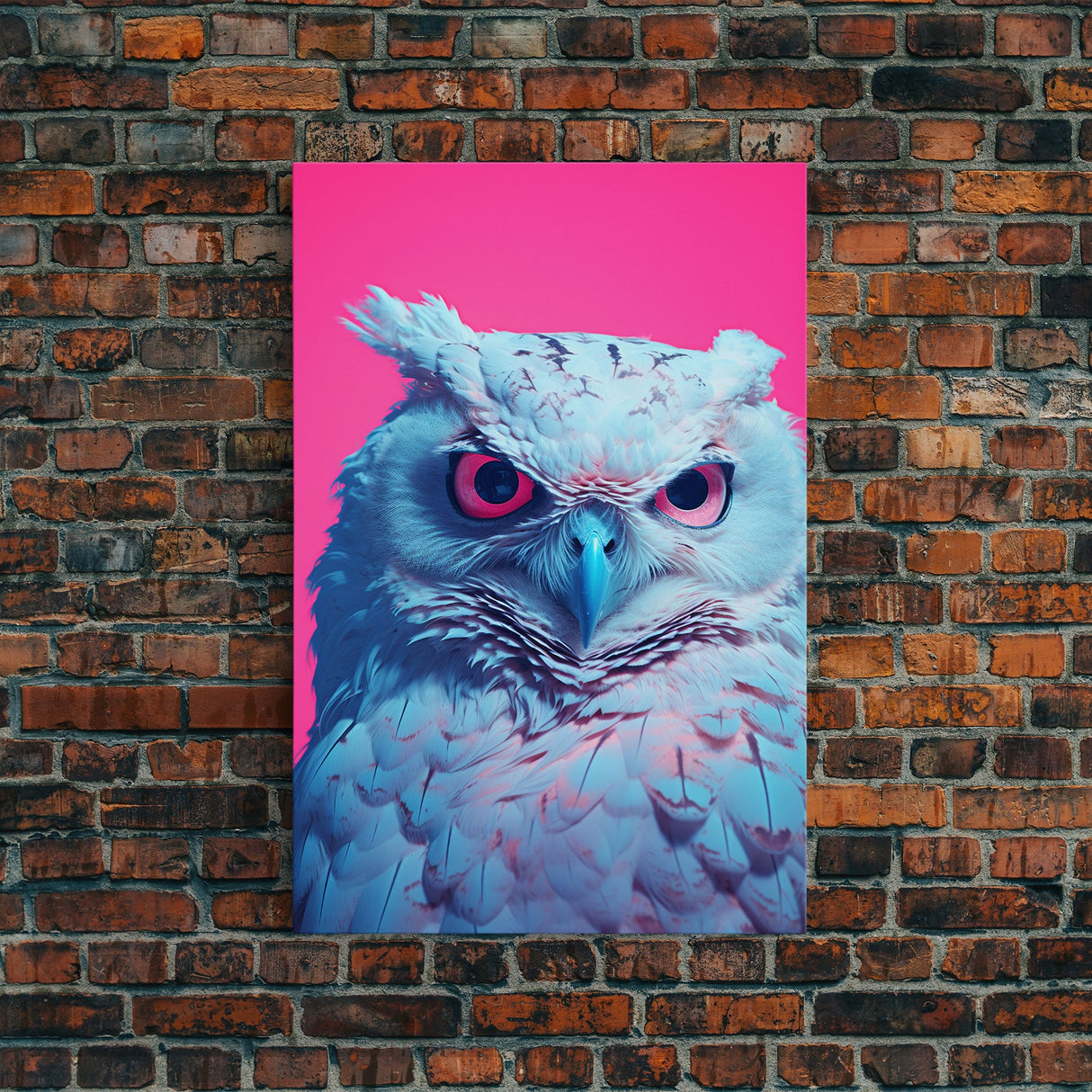 White Owl Wall Print, Animal Art Print, Bird Wall Art, Animal Portrait, Pink Art, Framed Wall Art, Framed Canvas, Wall Print, Wall Canvas