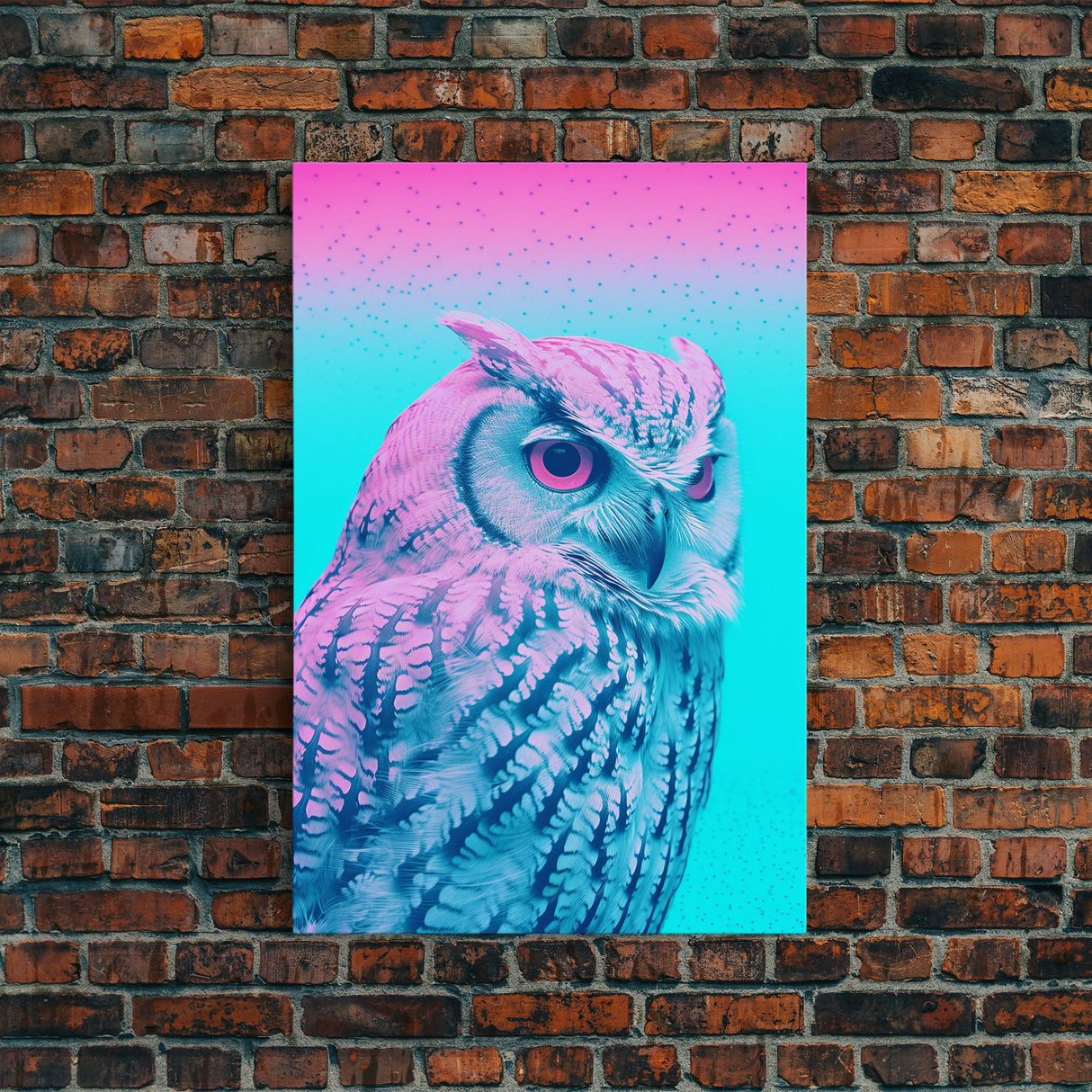 Owl Wall Print, Animal Art Print, Abstract Art, Animal Portrait, Blue And Pink Art, Framed Wall Art, Framed Canvas, Wall Print, Wall Canvas