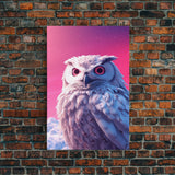 Owl Wall Print, Animal Art Print, Wildlife Bird Art, Animal Portrait, Pink Art, Framed Wall Art, Framed Canvas, Wall Print, Wall Canvas