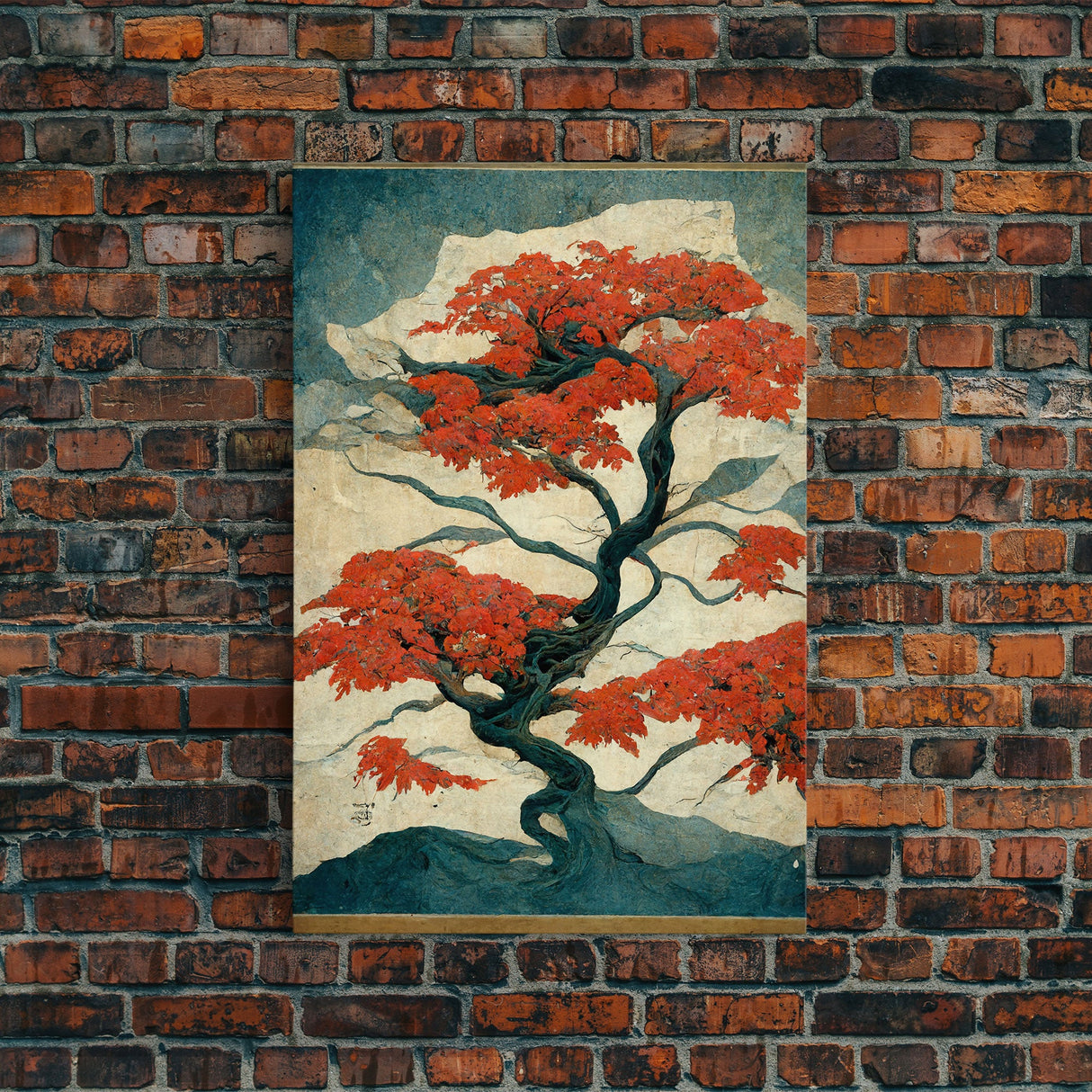 Japanese Maple Tree, Japanese Style Art, Canvas Print, Abstract Tree Art, Ready To Hang Wall Art